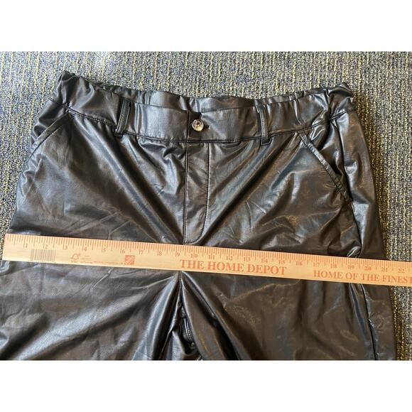 REWASH Women’s High Rise Vegan Leather Pull on Pants Black Size LARGE Y2K NWT - Picture 4 of 8